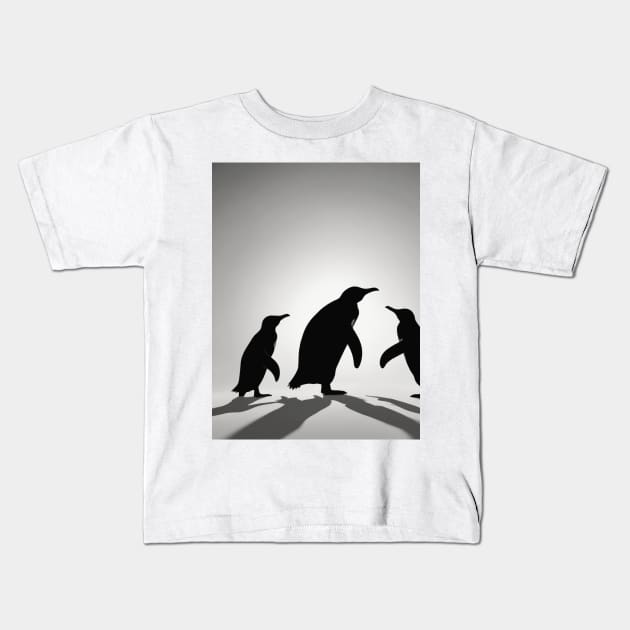 Penguins Shadow Silhouette Anime Style Collection No. 75 Kids T-Shirt by cornelliusy